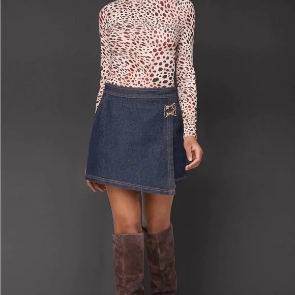 Avec Les Filles Indigo Denim Skirt - Picture 7 of 8